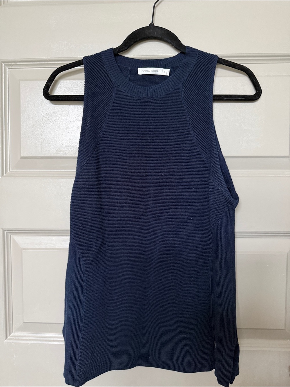 Peter Millar Navy Ribbed Sleeveless Knit Top